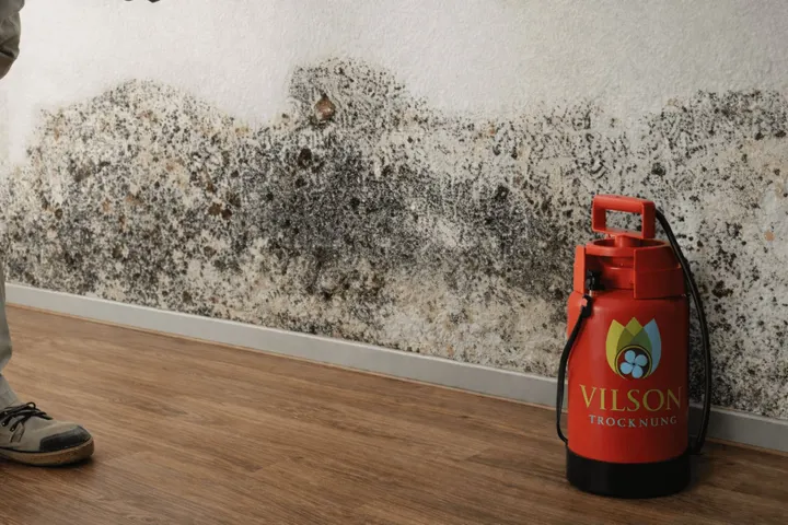 Großflächiger Schimmelbefall an einer Wand